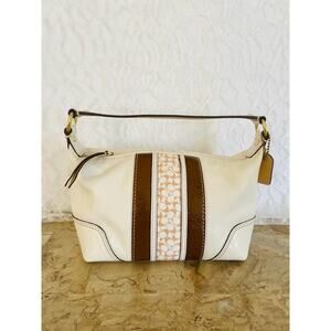 Vtg COACH White signature canvas / leather fabric Y2K Demi mini bag 41041